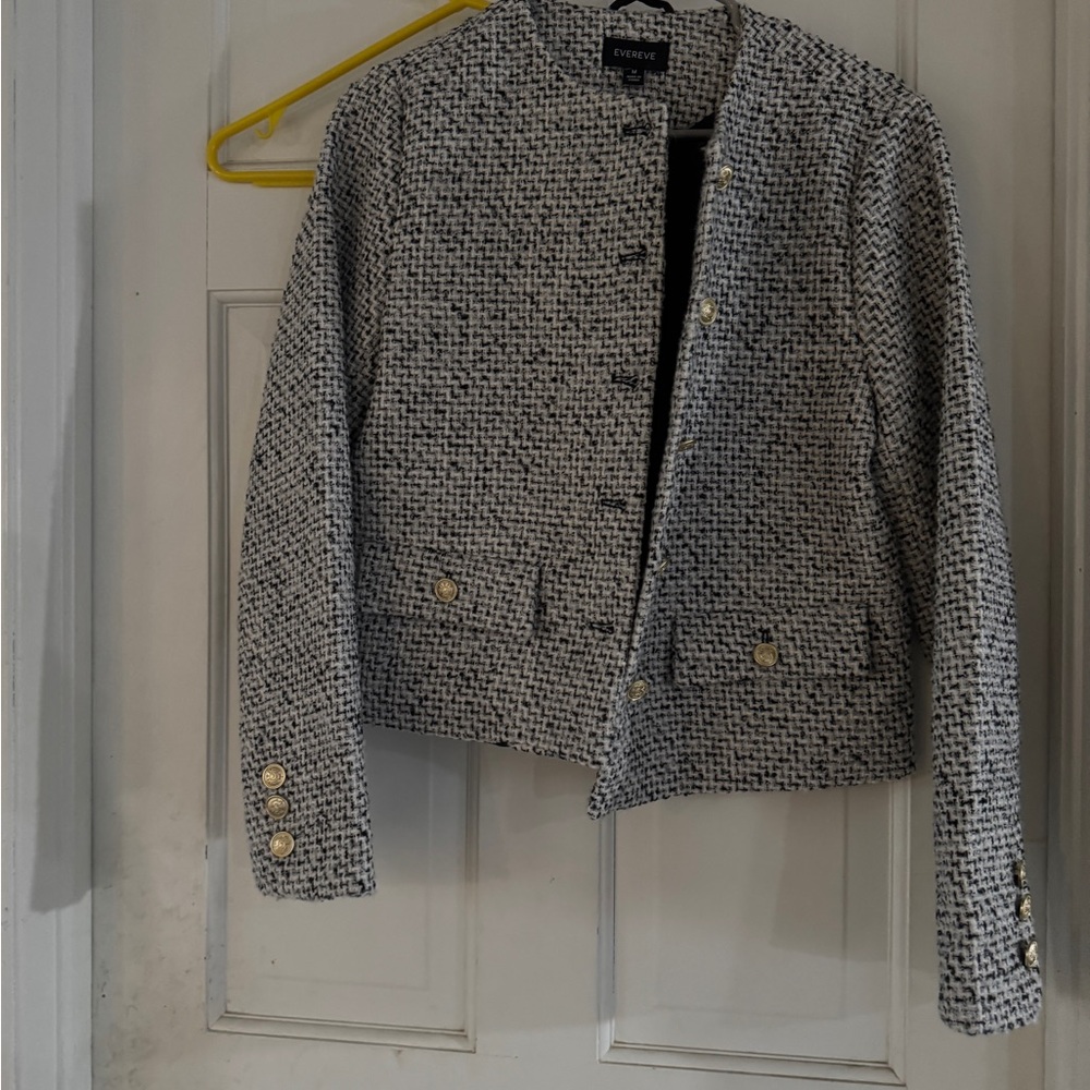 Chic Black and White Tweed Jacket